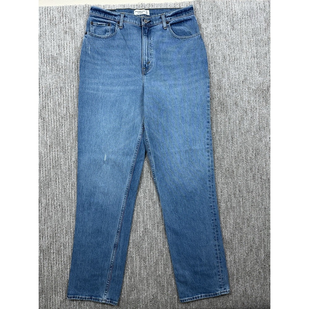 Abercrombie & Fitch Curve Love 90s Straight Ultra High Rise Jeans Blue 31 12XL